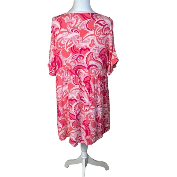 Emily Wonder Try To Resist Babydoll Dress Calypso Large Pink Coral Lined Beach - Picture 7 of 12